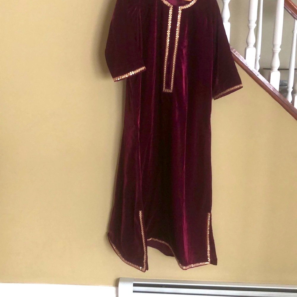 New Velvet Embroidered Kaftan Dress